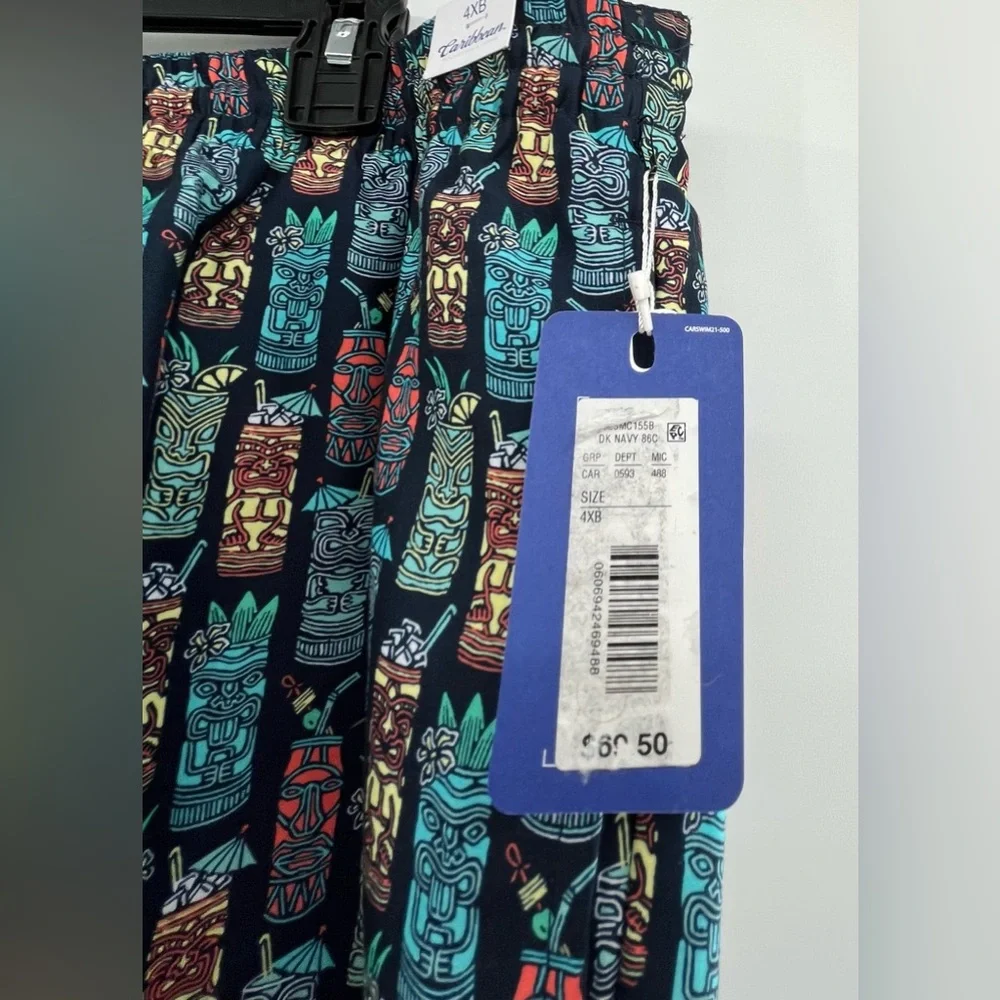 NEW Roundtree & York Caribbean Swim Trunks Mens Big Tall 4XB Tiki Navy Turquoise - Picture 12 of 12